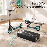 WAYPLUS KS1 Kick Scooter for Kids Ages 6+, Teens & Adults, 8IN Big Wheels, Foldable Scooter with Adjustable Handlebar, Front Suspension, Carry Strap, 240 lb Capacity, ABEC-9 Bearings | FED Fitness