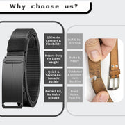 Stretch-Fit Tactical Belt – Ultra-Light Ratchet Web Belt for Outdoor, Work & EDC