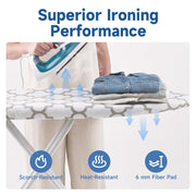 Whitmor Ironing Board Cover and Pad 15 x 54 in, Thick Padding | 6mm Thick Fiber Pad, Scorch Resistant, Elastic Edge, Fits Standard Size Boards, Secure Snug Fit, Medallion Gray