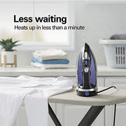 Hamilton Beach Steam Iron for Clothes With Versatile Steam Options | Durable Smooth Press Stainless Steel Soleplate | 1200 Watts, Heat-Up In Under 1 Minute | 8’ Retractable Cord | Black | 14214