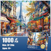 1000 Pieces Puzzle for Adults - Charming Paris Puzzle for Adults Children - Recycled Paper Jigsaw Puzzle 1000 Pieces - Fun and Challenging Family Game Great Gift Idea, Finished Size is 28 * 20 in