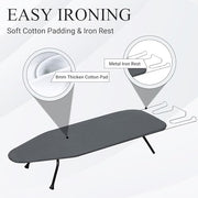 ZOES HOMEWARE Metal Mesh Panel Tabletop Ironing Board | Foldable Iron Board | Heavy Duty Small Iron Board with Heat Resistant Cover and 100% Cotton 8mm Thicken Pad | 31.5"x11.8"x6.2"