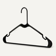 Amazon Basics Space Saving Plastic Clothes Hangers, Sturdy Closet Organizer for Shirts and Jackets, Adult Size, Black, 50-Pack