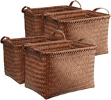 BROWNLILY Handwoven Wicker Storage Baskets, Pack of 4, Brown