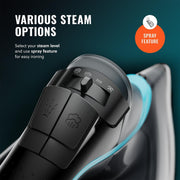 PurSteam SteamBurst+ Steam Iron, Ceramic Soleplate, Self-Clean, Anti Drip | 1750W | Ceramic Soleplate | Adjustable Steam | Self-Clean | Anti-Calc | Anti-Drip | Powerful Steam for All Fabrics