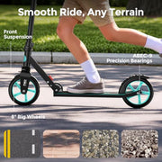 WAYPLUS KS1 Kick Scooter for Kids Ages 6+, Teens & Adults, 8IN Big Wheels, Foldable Scooter with Adjustable Handlebar, Front Suspension, Carry Strap, 240 lb Capacity, ABEC-9 Bearings | FED Fitness