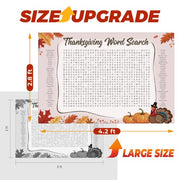 WBCPATY Giant Thanksgiving Word Search Poster, 53" X 36" Jumbo Holiday Word Find Wall Poster, Wall Game with 64 Words for Family Holiday Party Activity