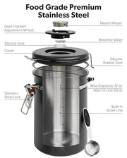 Veken Coffee Canister with Window, Airtight Stainless Steel Container, 22OZ | Kitchen Food Storage Pantry Organizers for Beans,Ground,Espresso,Rice,Tea,Sugar,Bar Accessories,Gifts,Lids,Jars, Scoop, Black