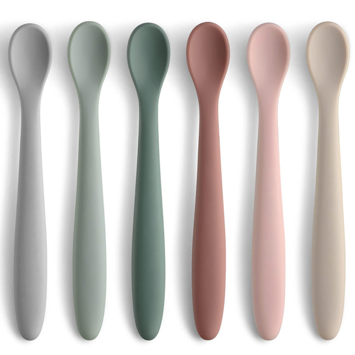 6-Piece Silicone Baby Feeding Spoons, First Stage Infant Spoons, Soft-Tip Easy on Gums I Baby Training Spoon | Infant Utensils Feeding Supplies, Dishwasher & Boil-proof