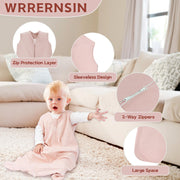 Baby Sleep Sack 0-6 Months, 100% Cotton Wearable Blanket, 0.5 Tog, 3 Pack | Lightweight Infant Sleeping Bags, for Newborn Toddler, 2-Way Zipper for Easy Change, Soft and Breathable,Baby Sleep Essential