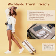 Newbealer Travel Iron Set, 100-240V Mini Dry Iron for Clothes (No Steam) | Max 300W, Heats in 60s, 302℉ Ceramic Soleplate, Handy Heat Press, 0.5lbs Lightweight for Quick Touch-ups Worldwide
