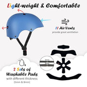 Kids Bike Helmet, Adjustable and Multi-Sport, from Toddler to Youth, 3 Sizes
