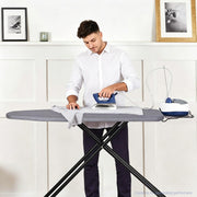 Jakeefud Deluxe Ironing Board with Heat Resistant Cover and Thicken Felt Pad, Heavy Sturdy Legs,Full Size Hanger Iron Board,Foldable (L-Grey)