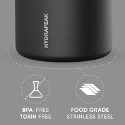Hydrapeak 25oz Stainless Steel Vacuum Insulated Food Jar for Hot Food and Cold Food, Wide Mouth Leak-Proof Soup Jar for Adults, 10 Hours Hot and 16 Hours Cold (Black)