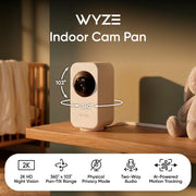 WYZE Indoor Cam Pan, 2K Pan-Tilt Security Camera for Baby/Pet Monitoring | AI Motion Tracking, IR Night Vision, 2-Way Audio, Physical Privacy Mode, Works with Alexa and Google Assistant