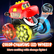 Monster Truck Toys Dinosaur Cars, Press and Go Light Up Cars for Toddlers | LED Wheels Dino Truck Toys for Toddler Boys Girls Gifts, Dinosaur Cars for 2 Year Old Boy Christmas Birthday Gifts