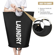 Maxsilan 90L Large Laundry Basket Bag, Collapsible Tall Hamper, Black | Freestanding tall laundry bag & foldable washing basket. Large capacity clothes storage bin with durable sturdy handles