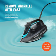 PurSteam SteamBurst+ Steam Iron, Ceramic Soleplate, Self-Clean, Anti Drip | 1750W | Ceramic Soleplate | Adjustable Steam | Self-Clean | Anti-Calc | Anti-Drip | Powerful Steam for All Fabrics