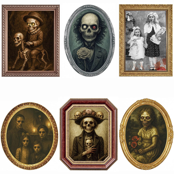 Halloween Decorations Indoor Scary, 3D Changing Face Moving Portraits 6Pack | Haunted House Props, Lenticular Wall Decor Picture Frame, Gothic Horror Poster, Creepy Castle Mansion Decor Party Supplies