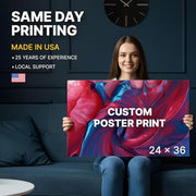Custom Poster 24x36 inches - Same Day Printing Custom Print w/Your Photo | Premium Photo-Quality Paper - Personalized Custom Posters - Shipped in Strengthened Tube - Available in Matte or Gloss Finish