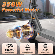 VOLPAM Electric Scooter, 350W/500W Motor, 21/28/40 Miles Long Range | 19 MPH Max Speed, 8.5"/10'' Solid Tire, Lightweight EScooter with Dual Brakes & Lights, APP