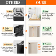 Lifewit 105L Large Laundry Basket with Lid, Removable Bags, Beige | Foldable Laundry Hamper with Bamboo Handles, Tall Laundry Bin, Dirty Clothes Hamper for Laundry Room, Bedroom, Bathroom, Dorm