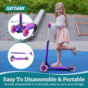 Gotrax KS1 Kids Kick Scooter, 3 Wheels for Boys & Girls 2-8, Gifts | LED Light-Up Wheels, 3 Adjustable Handlebar, Easy Assembly, Lightweight, Wide Anti-Slip Deck, Lean to Steer, Max Load 110 lbs