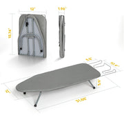 RAINHOL Gray Mini Tabletop Ironing Board 31"x12" | Metal Foldable with Iron Rest, Heat Resistant Cover for Travel Small Space