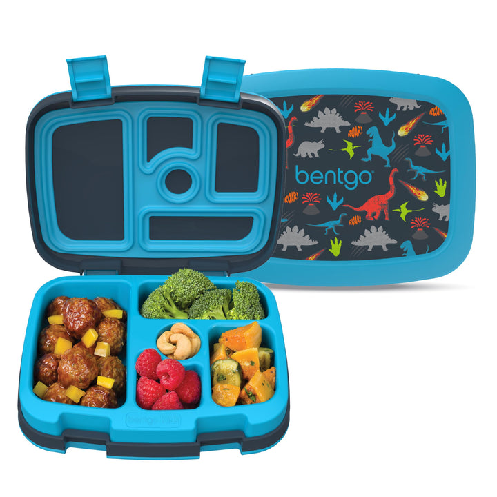 Bentgo Kids Prints Leak-Proof 5-Compartment Bento-Style Kids Lunch Box | Ideal Portion Sizes for Ages 3-7, Durable, Drop-Proof, Dishwasher Safe, PFAS & BPA-Free Materials (Dinosaur)