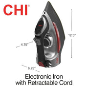 CHI Steam Iron for Clothes with Vertical Steam Burst, 8" Retractable Cord