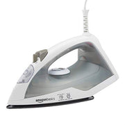 Amazon Basics 1200W 10” Steam Iron, With Non-Stick Teflon Soleplate, 5 Fl Oz Water Tank (150 ML), Auto Shut-Off, Anti-Drip, Anti-Calcification, Thermostat, 6.5Ft Cord, Gray