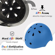 Kids Bike Helmet, Adjustable and Multi-Sport, from Toddler to Youth, 3 Sizes