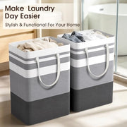 HomeHacks 2 Pack Large Laundry Baskets, Laundry Hampers Bags (Grey 75Lx2) | Waterproof, Freestanding, Collapsible Clothes Hamper with Reinforced Handles in Laundry Room, Dorm, Bathroom, Bedroom