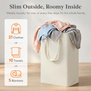 Lifewit Slim Collapsible Laundry Basket with Handles, 50L, Beige | Narrow Laundry Hamper for Dirty Clothes, Tall Thin Laundry Bin, Small Clothes Hamper for Bathroom, Bedroom, RV, Dorm