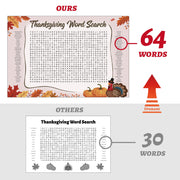 WBCPATY Giant Thanksgiving Word Search Poster, 53" X 36" Jumbo Holiday Word Find Wall Poster, Wall Game with 64 Words for Family Holiday Party Activity