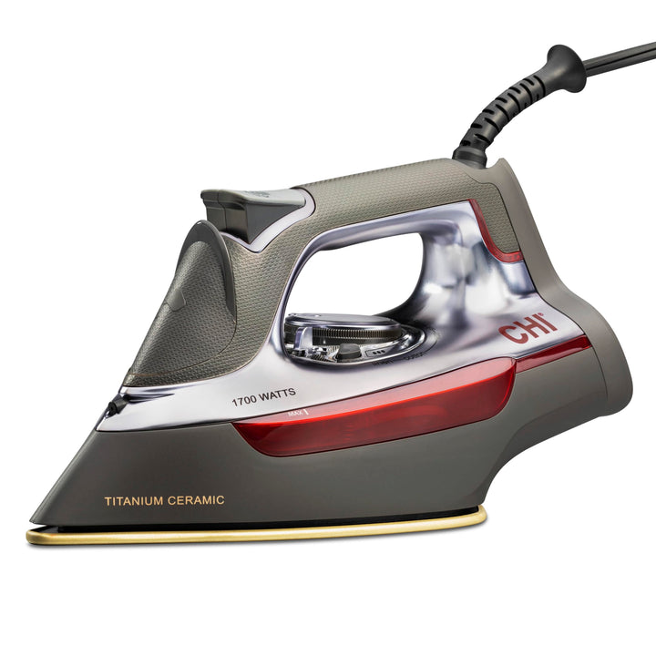 CHI Steam Professional Iron for Clothes with Vertical Steam Burst | Titanium Ceramic Soleplate, 300+ Steam Holes, 1700 Watts, 3-Way Auto Shutoff, XL 10' Cord