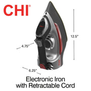 CHI Steam Iron for Clothes with Vertical Steam Burst, 8" Retractable Cord