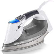 BEAUTURAL 1800 Watts Steam Iron with Digital LCD Screen, 3-Way Auto Shutoff | Double-Layer and Ceramic Coated Soleplate, 9 Preset Temperature, Burst of Steam for Variable Fabric, Anti-Drip and Anti-Calc