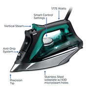 Rowenta Pro Master Stainless Steel Soleplate Steam Iron for Clothes, Anti-Drip Protection, 210 g/min, 400 Microsteam Holes, 1775 Watts Iron Steamer for Clothes, Powerful Steam DW8360
