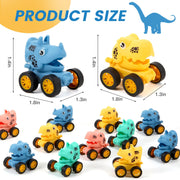 18Pcs Dinosaur Pull Back Cars Set for Kids, Bulk Mini Racing Vehicles Toys Party Favors, Pinata Fillers, Goodie Bag Stuffers, Classroom Prizes for Boys Girls