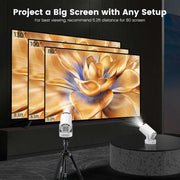Mini Portable Projector with Wifi 6 and Bluetooth,Base Speaker(M) | 4K Support Projector with 5w Sound Base Speaker,Auto Vertical Keystone 210°Rotatable Proyector