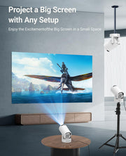 Mini Portable Projector with Wifi 6 and Bluetooth,Base Speaker(M) | 4K Support Projector with 5w Sound Base Speaker,Auto Vertical Keystone 210°Rotatable Proyector