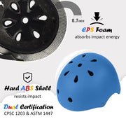 Kids Bike Helmet, Adjustable and Multi-Sport, from Toddler to Youth, 3 Sizes