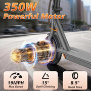 VOLPAM Electric Scooter, 350W/500W Motor, 21/28/40 Miles Long Range | 19 MPH Max Speed, 8.5"/10'' Solid Tire, Lightweight EScooter with Dual Brakes & Lights, APP