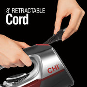 CHI Steam Iron for Clothes with Vertical Steam Burst, 8" Retractable Cord