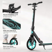 WAYPLUS KS1 Kick Scooter for Kids Ages 6+, Teens & Adults, 8IN Big Wheels, Foldable Scooter with Adjustable Handlebar, Front Suspension, Carry Strap, 240 lb Capacity, ABEC-9 Bearings | FED Fitness