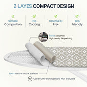 UniSimp Ironing Board Cover and Pad, Standard Size 15x54, Geometric | 6mm Extra Thick Padding, Cotton Cover, 2 Adjustable Elastic Fasteners, Heavy Duty, Scorch and Stain Resistant, Elastic Edge
