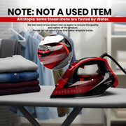 Utopia Home Steam Iron - 1800W Non-Stick Soleplate (Black-Red, Classic) | Nonstick Soleplate With Auto-Off Safety Feature - Adjustable Thermostat Control, Variable Steam Control, Self-Clean