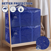 8 Pack Extra Heavy Duty Large Moving Bags with Strong Zipper & Carrying Handles, Sturdy Clothes Storage Bags Totes Bins, Packing Bag Move Boxes College Moving Supplies, Dark Blue - 24 gal