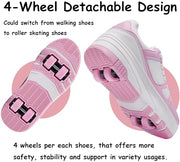 ANEFUN Roller Skate Shoes for Kids Girls Boys Detachable Wheeled Fashion Sneakers